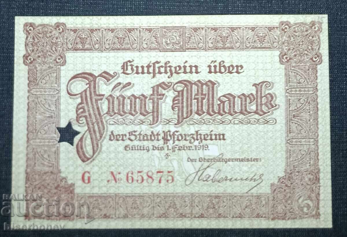 Germany, Pforzheim 5 Mark, 1918, UNC