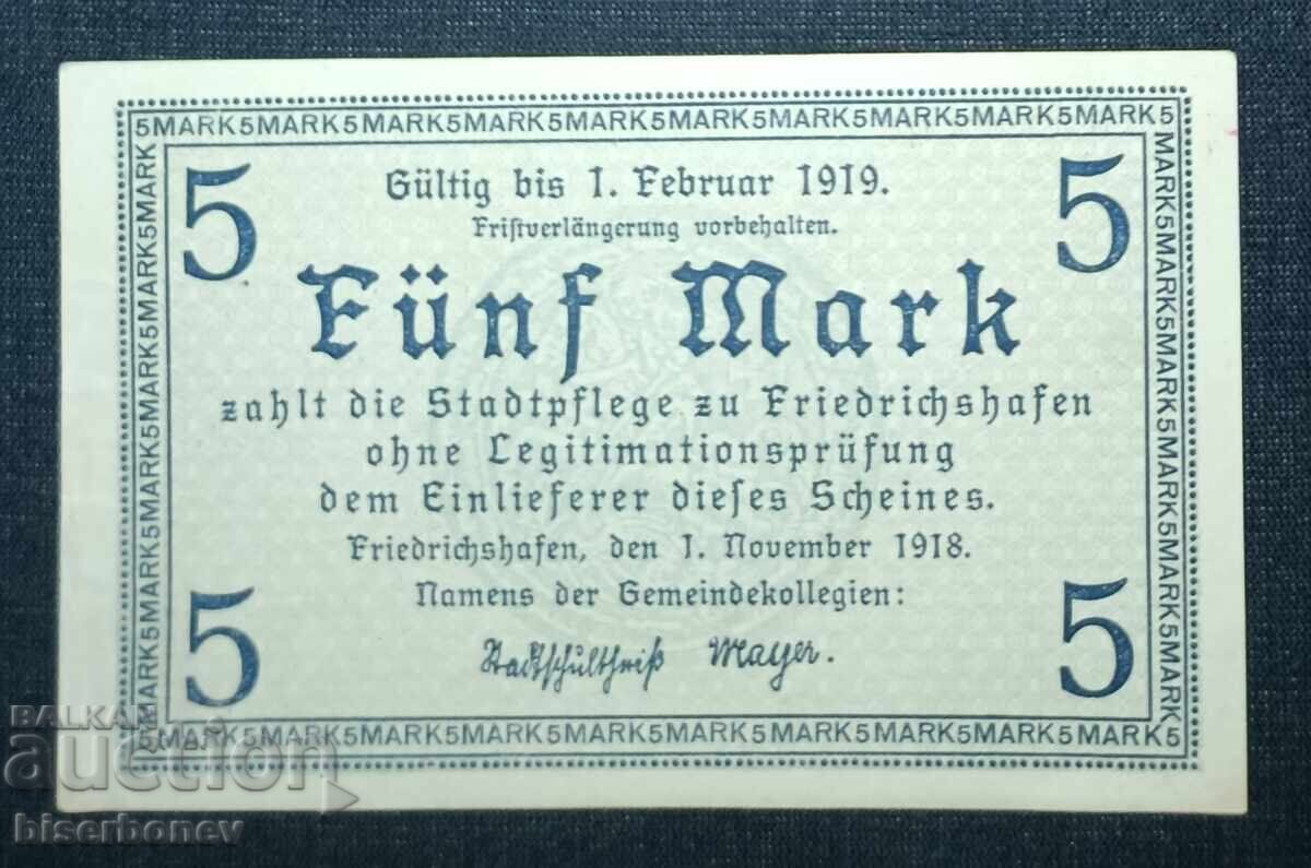 Γερμανία, Γερμανία, Φρίντριχσχαφεν 5 μάρκα, 1918, UNC-1 Γερμανία, Γερμανία, Φρίντριχσχαφεν 5 μάρκα, 1918, UNC-1