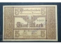 Germania, Germania, Furtwangen 5 mărci, 1918, XF