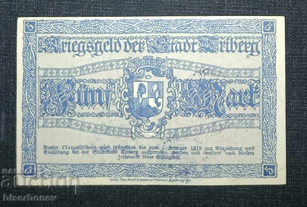 Germany, Germany, Triberg 5 Mark, 1918, XF with price 8.00 BGN | € 4.09 Germany, Germany, Triberg 5 Mark, 1918, XF with price 8.00 BGN | € 4.09