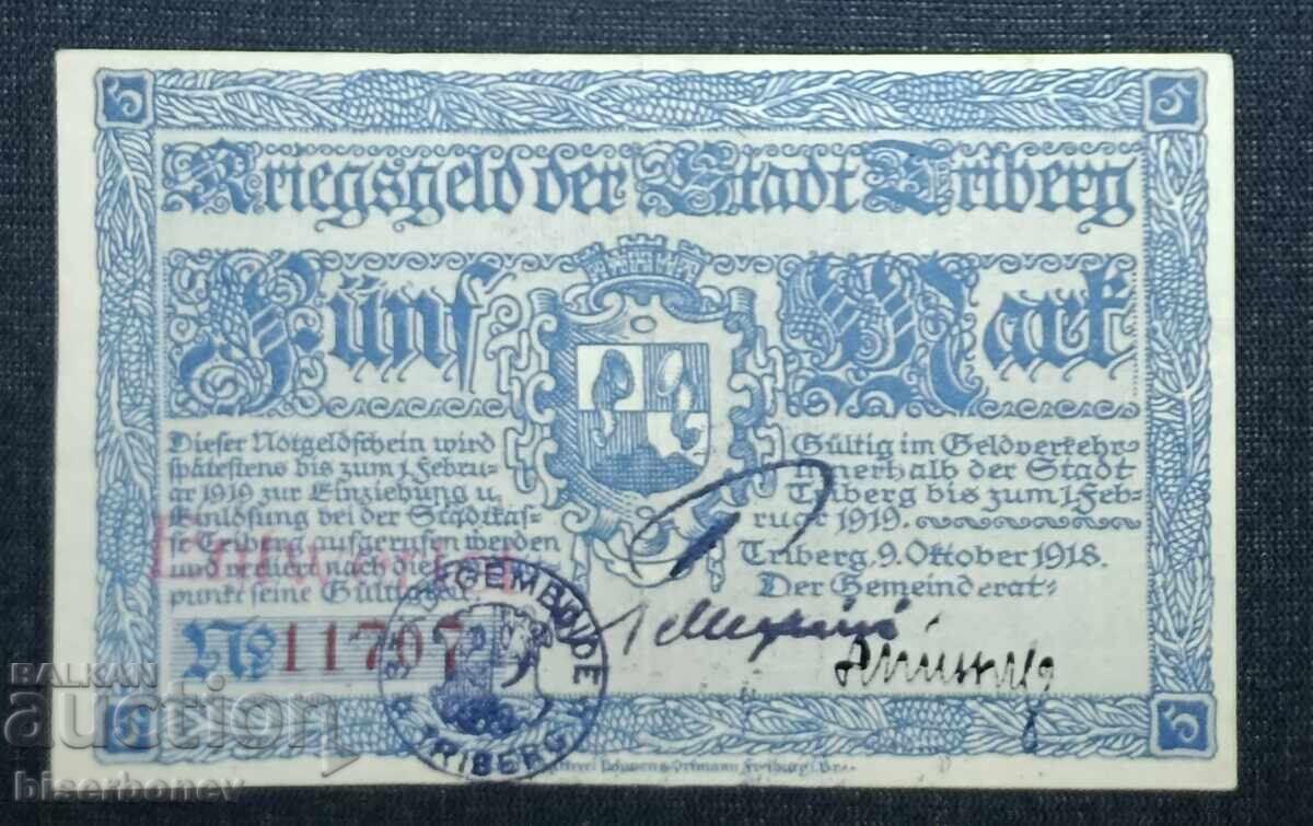 Germany, Germany, Triberg 5 Mark, 1918, XF Germany, Germany, Triberg 5 Mark, 1918, XF