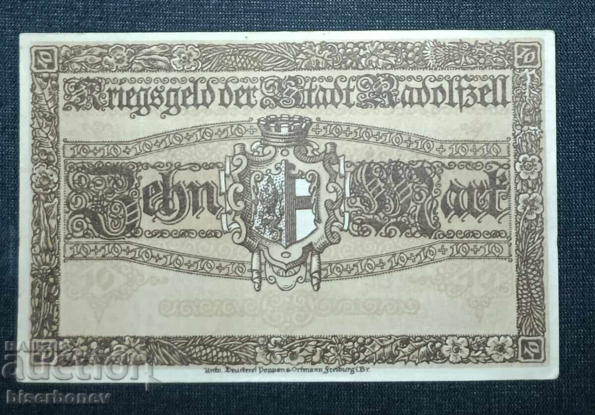 Germany, Германия, Радолфцел 10 марки ,1918 г, аUNC с цена 12.00 лв. | € 6.14 Germany, Германия, Радолфцел 10 марки ,1918 г, аUNC с цена 12.00 лв. | € 6.14