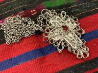 Renaissance silver filigree cross with mother-of-pearl