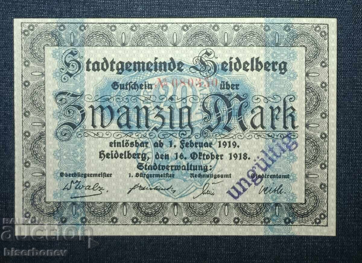 Germania, Germania, Heidelberg 20 mărci, 1918, UNC