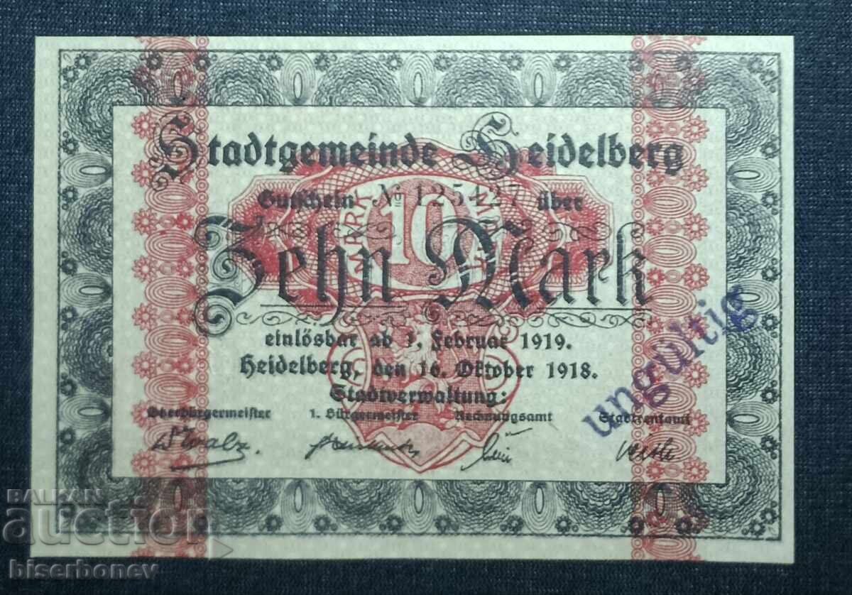 Germany, Heidelberg 10 Mark, 1918, aUNC/UNC-1 Germany, Heidelberg 10 Mark, 1918, aUNC/UNC-1