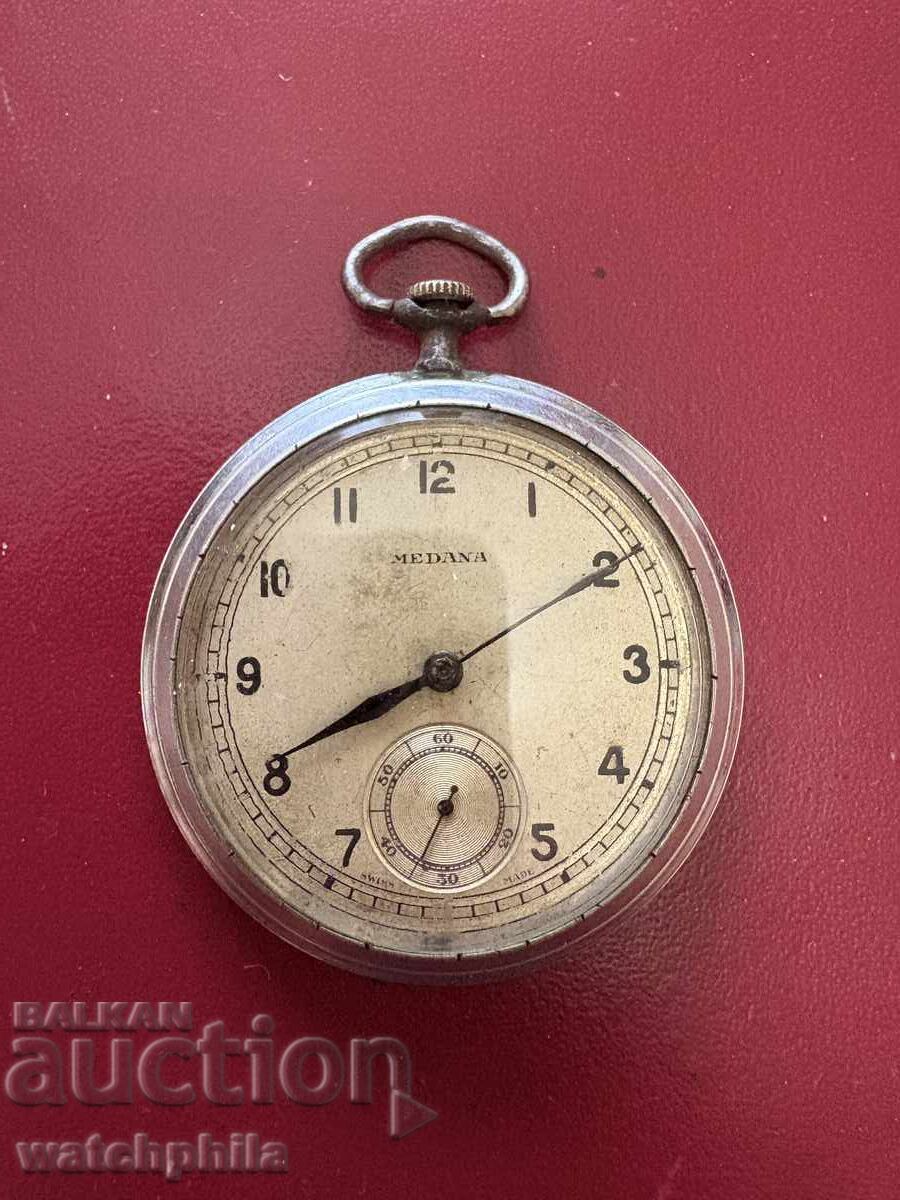 Μεταχειρισμένο ελβετικό ρολόι τσέπης Medana. Δεν λειτουργεί. Σπάνιο