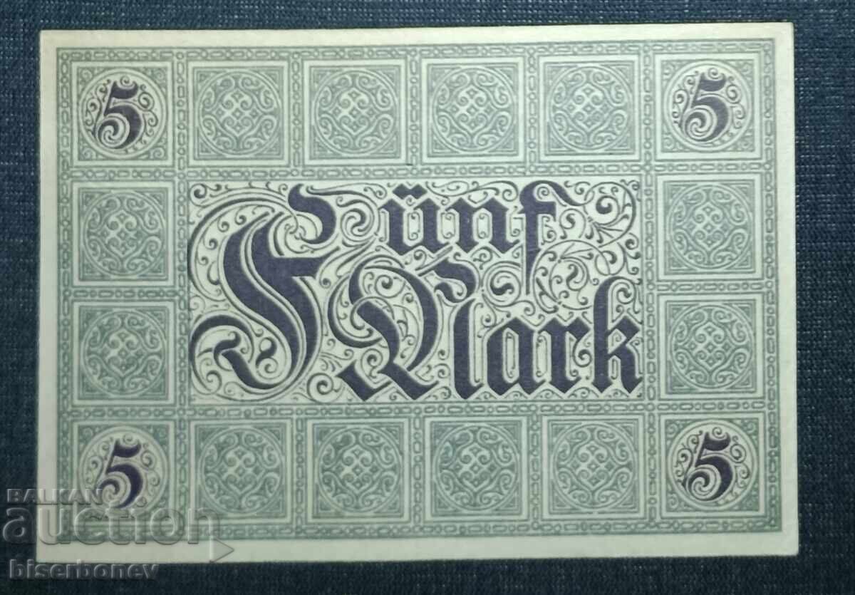 Γερμανία, Γερμανία, Γκάισλινγκεν 5 μάρκα, 1918, UNC με τιμή 15.00 BGN | € 7.67 Γερμανία, Γερμανία, Γκάισλινγκεν 5 μάρκα, 1918, UNC με τιμή 15.00 BGN | € 7.67