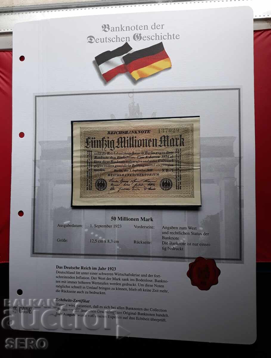 Банкнота-Германия-50 000 000 марки 1923-едностранна