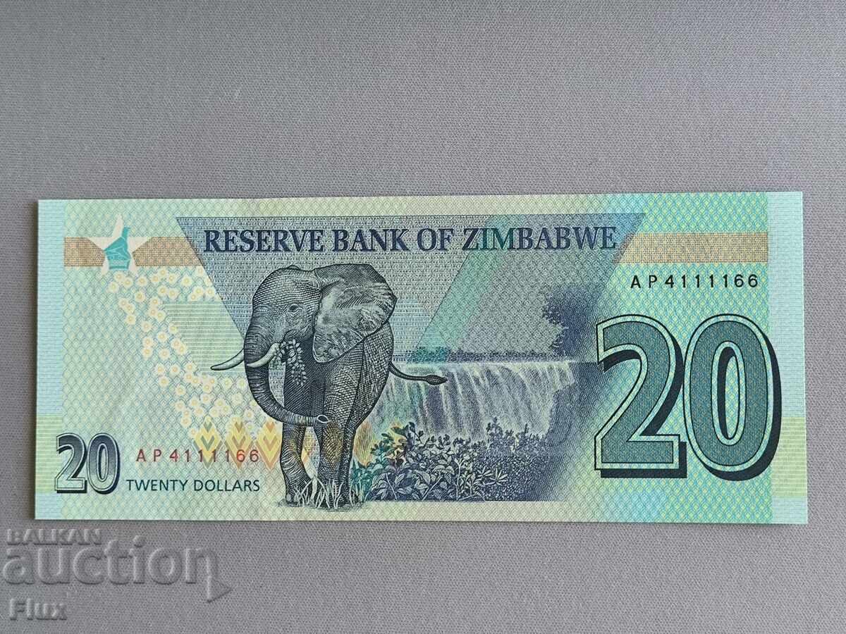 Банкнота - Зимбабве - 20 долара UNC | 2020г. с цена 6.75 лв. | € 3.45