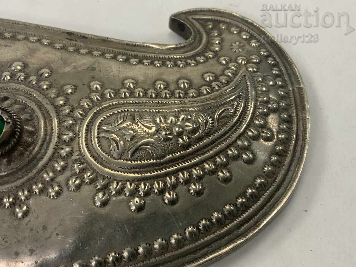 Auction Revival-era buckle, single, silver, stamped, forged Auction Revival-era buckle, single, silver, stamped, forged