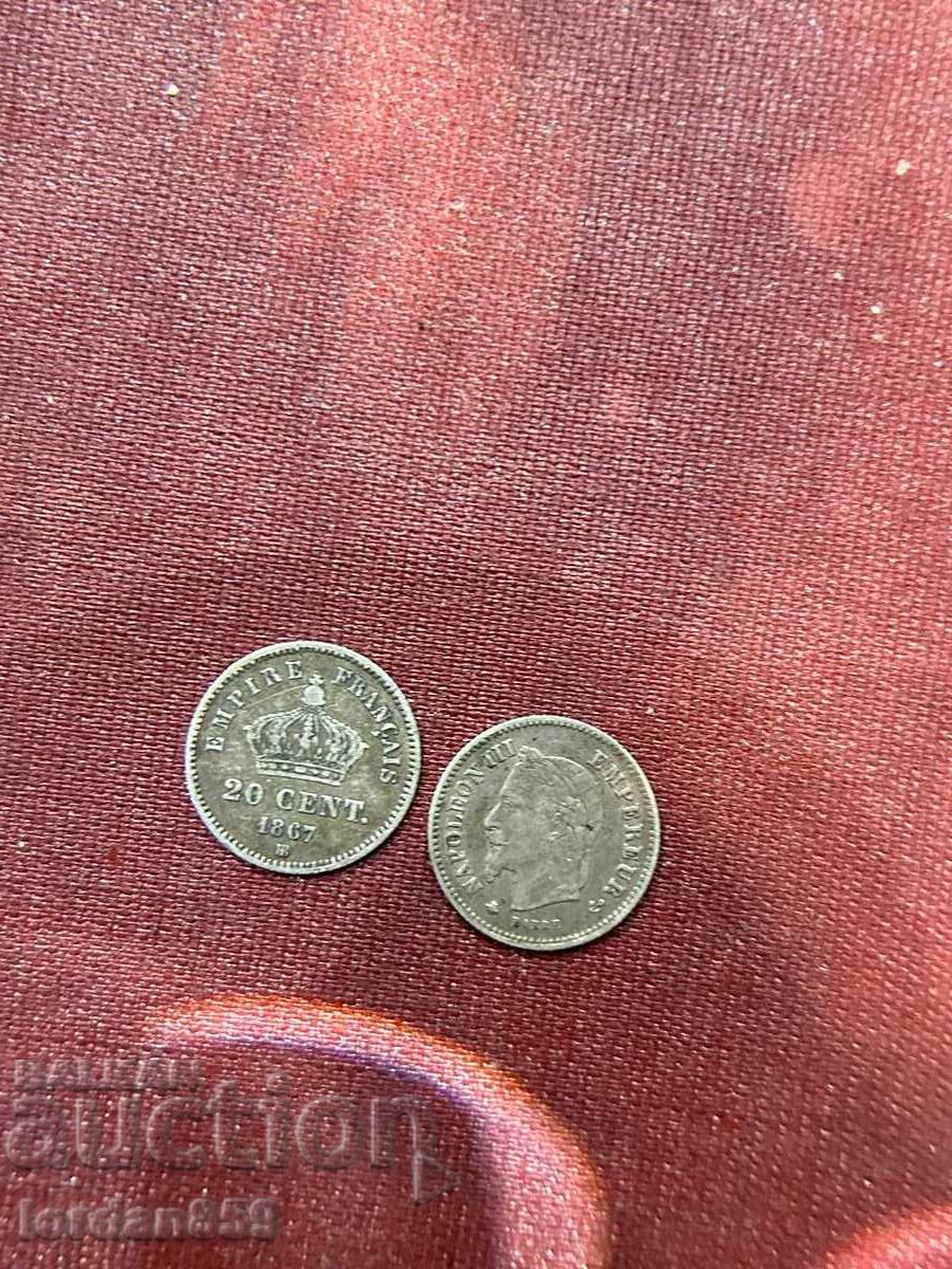 Λοτ 20 λεπτών 1867 Γαλλία εμπρός και πίσω με τιμή 31.01 BGN | € 15.86