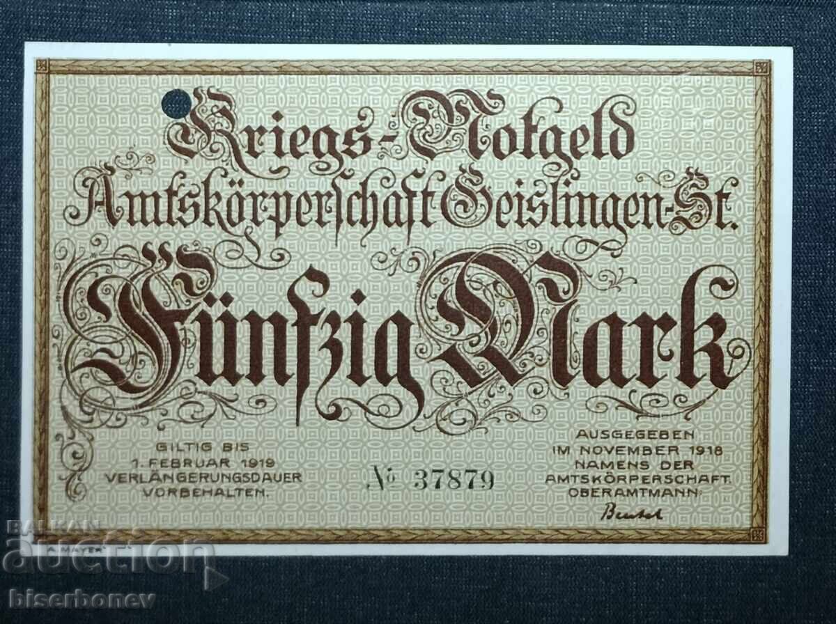 Germany, Германия, Гайслинген 50 марки ,1918 г, UNC