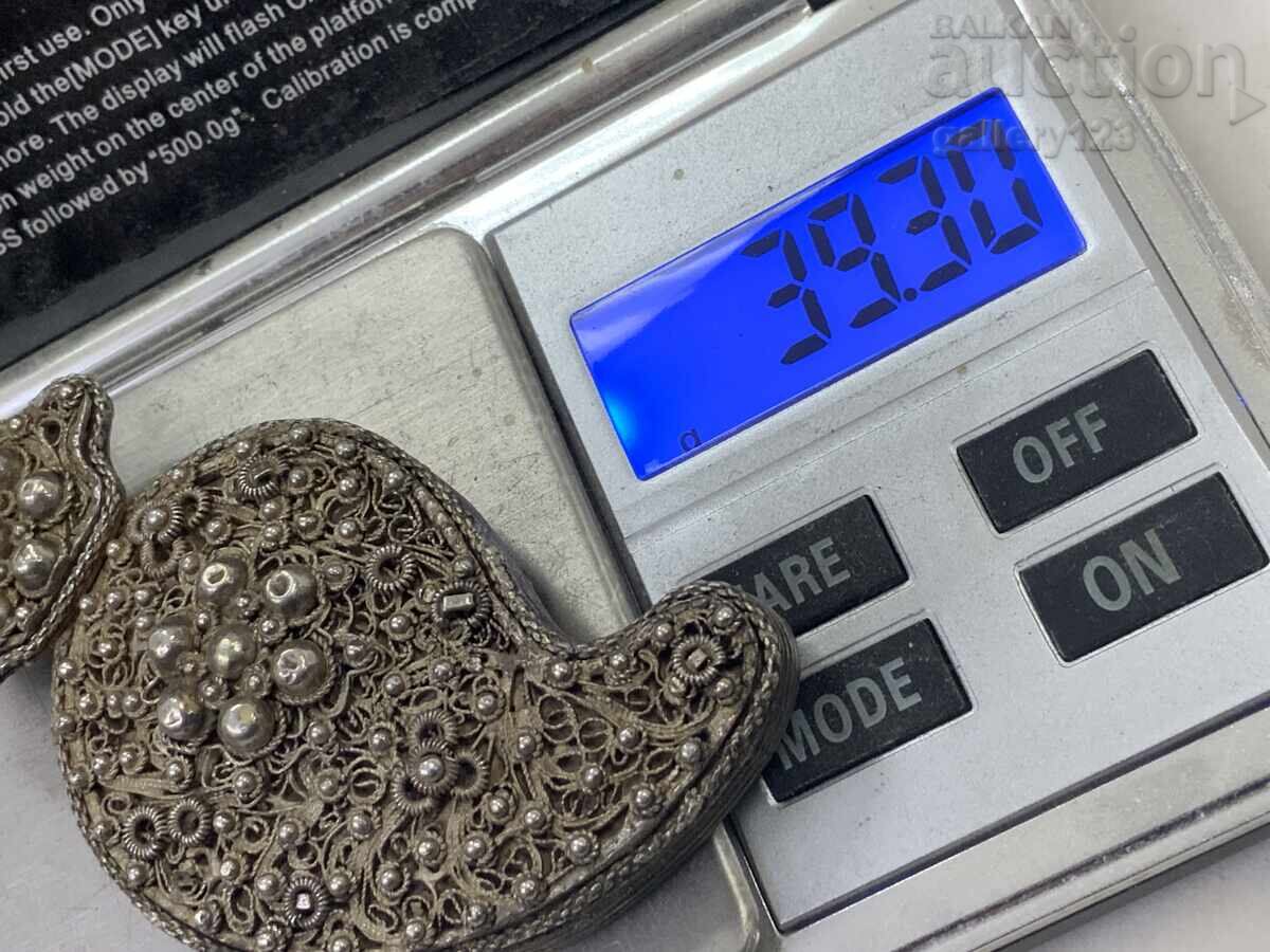 Revival-era filigree silver buckle, single piece - 6 Revival-era filigree silver buckle, single piece - 6