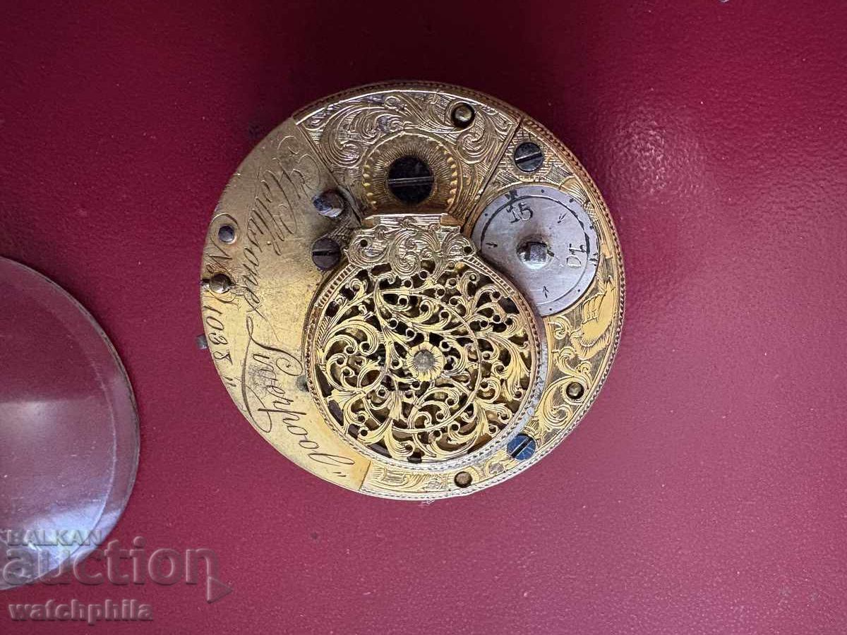 Μηχανισμός fuse Prior τσέπης ρολογιού. Διαθέσιμη αλυσίδα και γυαλί