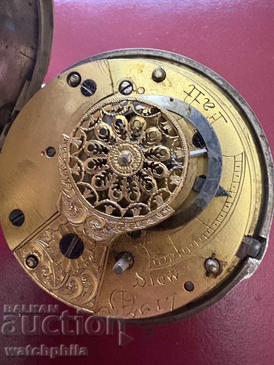 Delivery of Silver fusee Prior pocket watch. Chain included