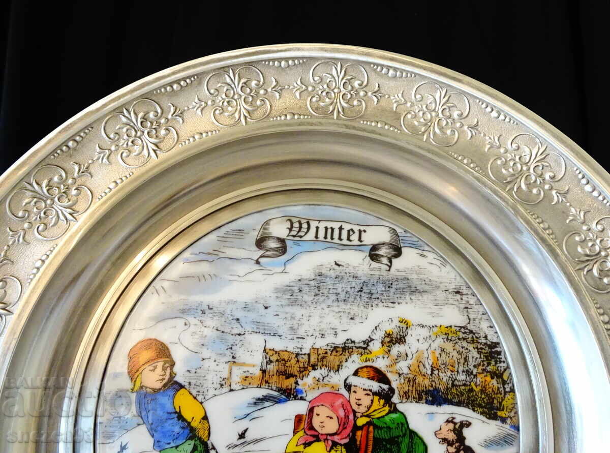 Farfurie de staniu, panou cu pictură Iarna cu preț 36.00 BGN | € 18.41 Farfurie de staniu, panou cu pictură Iarna cu preț 36.00 BGN | € 18.41