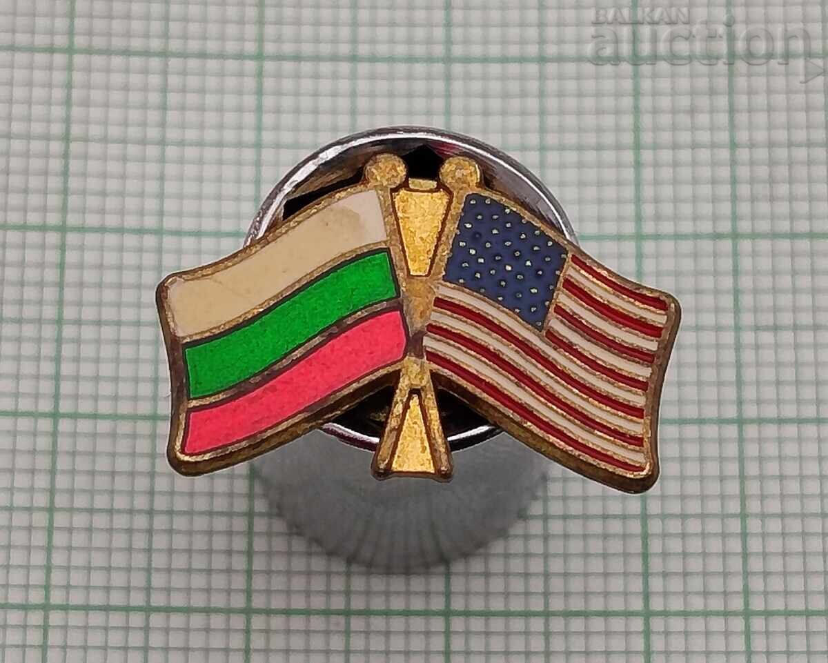 BULGARIA / USA FLAG BADGE PIN