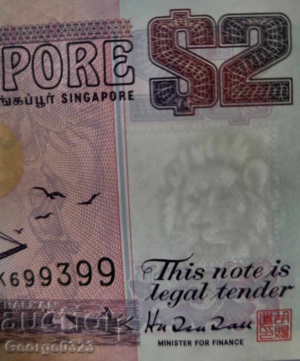 Аукцион Сингапур 1992 2 долара UNC Нова