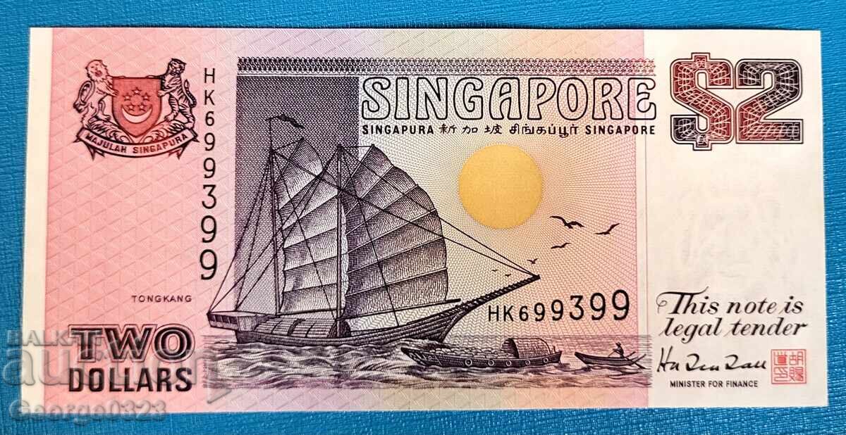 Сингапур 1992 2 долара UNC Нова