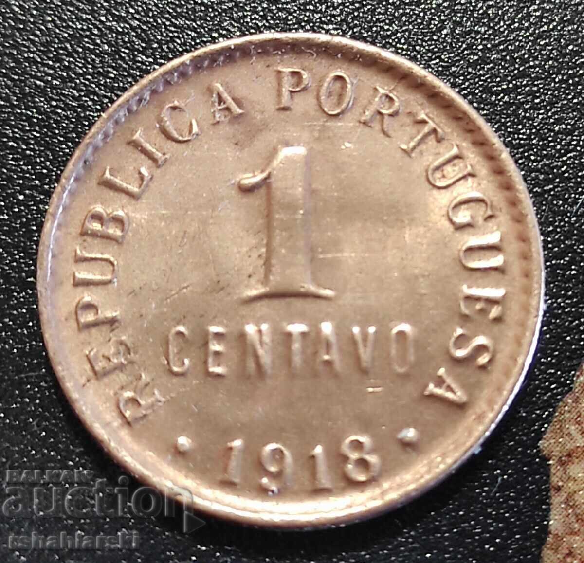 Coin Portugal 1 centavos, 1918 Coin Portugal 1 centavos, 1918