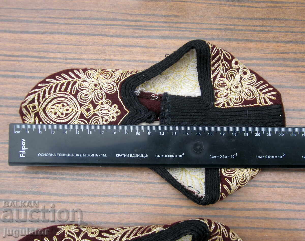 Antique Bulgarian Folk Wool Slippers Embroidery - 5