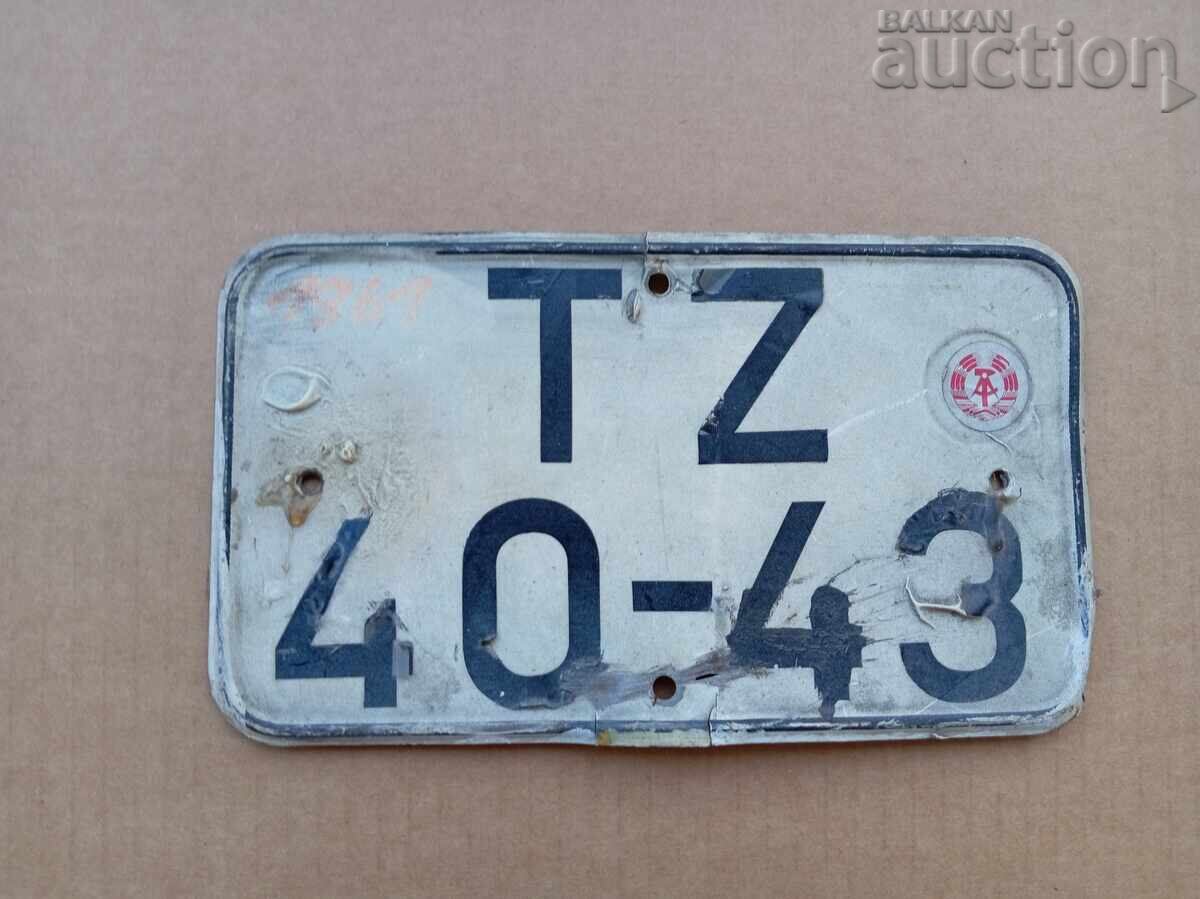 DDR GDR 1961 License Plate