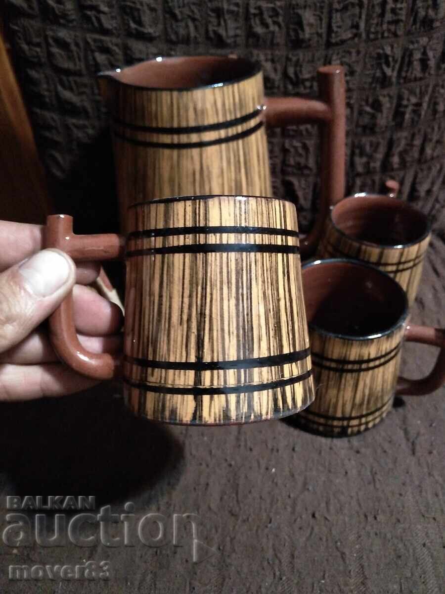 Ceramic Set. Pitcher and 4 Cups with price 3.00 BGN | € 1.53 Ceramic Set. Pitcher and 4 Cups with price 3.00 BGN | € 1.53