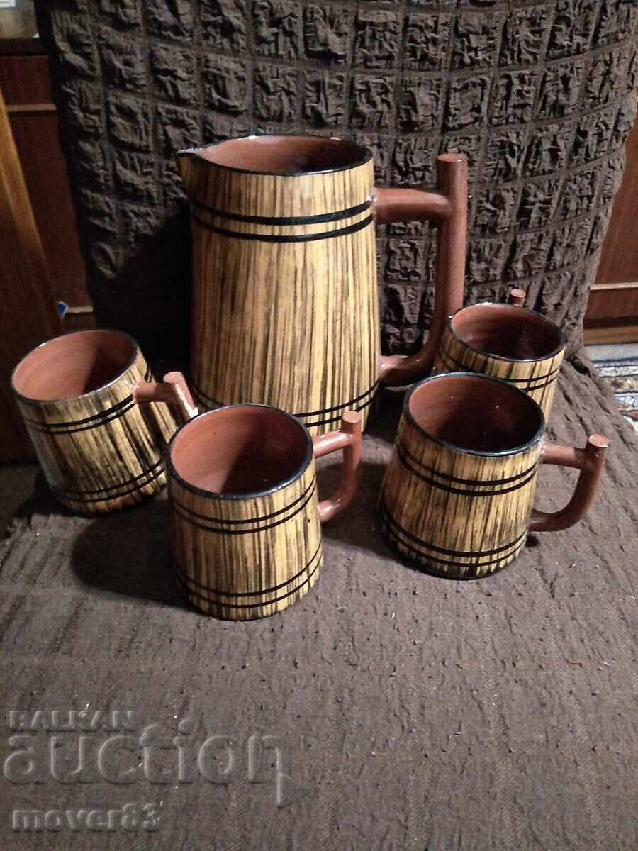 Ceramic Set. Pitcher and 4 Cups Ceramic Set. Pitcher and 4 Cups