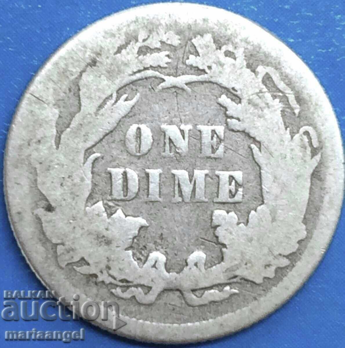 SUA 1 Dime 1877 10 Cent Seated Liberty Silver SUA 1 Dime 1877 10 Cent Seated Liberty Silver