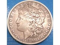 1 Δολάριο Morgan 1891 ΗΠΑ ασήμι 26,44γρ