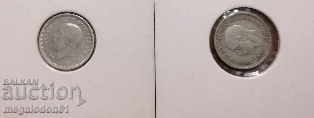 Great Britain - 3 Pence, 1935 and 1936 with price 20.00 BGN | € 10.23