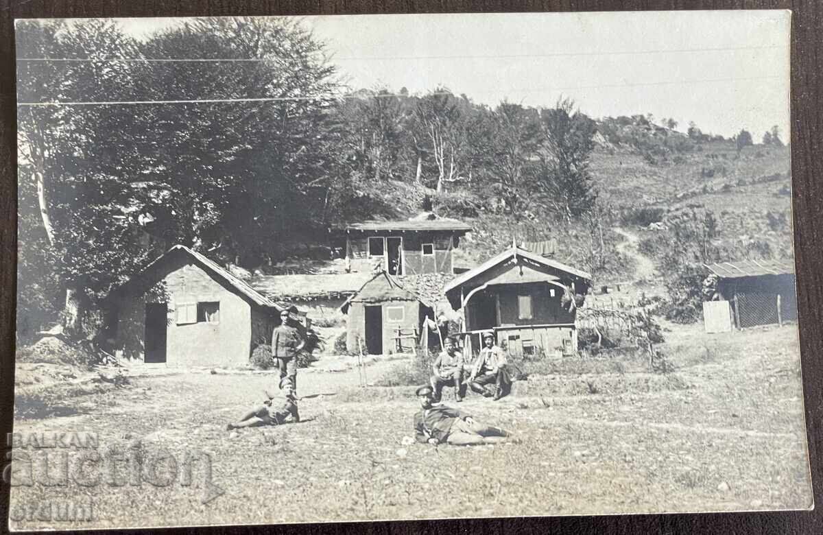 5174 Kingdom of Bulgaria officers in front of the bivouac village Mala Rupa WWI