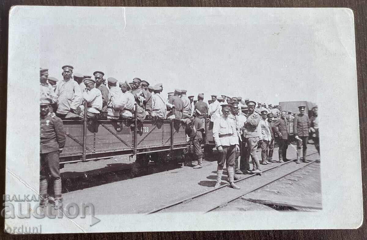 5178 Kingdom of Bulgaria railway station Radomir soldiers traveling 5178 Kingdom of Bulgaria railway station Radomir soldiers traveling