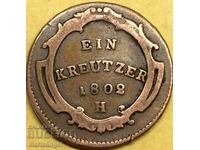 1 Kreuzer 1802 H - Günzburg Austria 24mm Copper