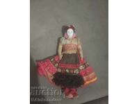 Păpușă veche de cârpă cu cap de porțelan