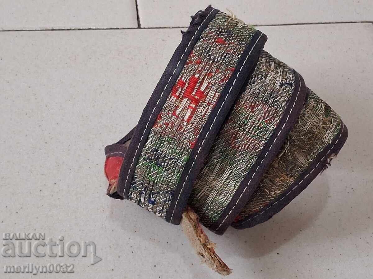 Old hand-knitted leather belt for traditional costume buckles with price 99.00 BGN | € 50.62
