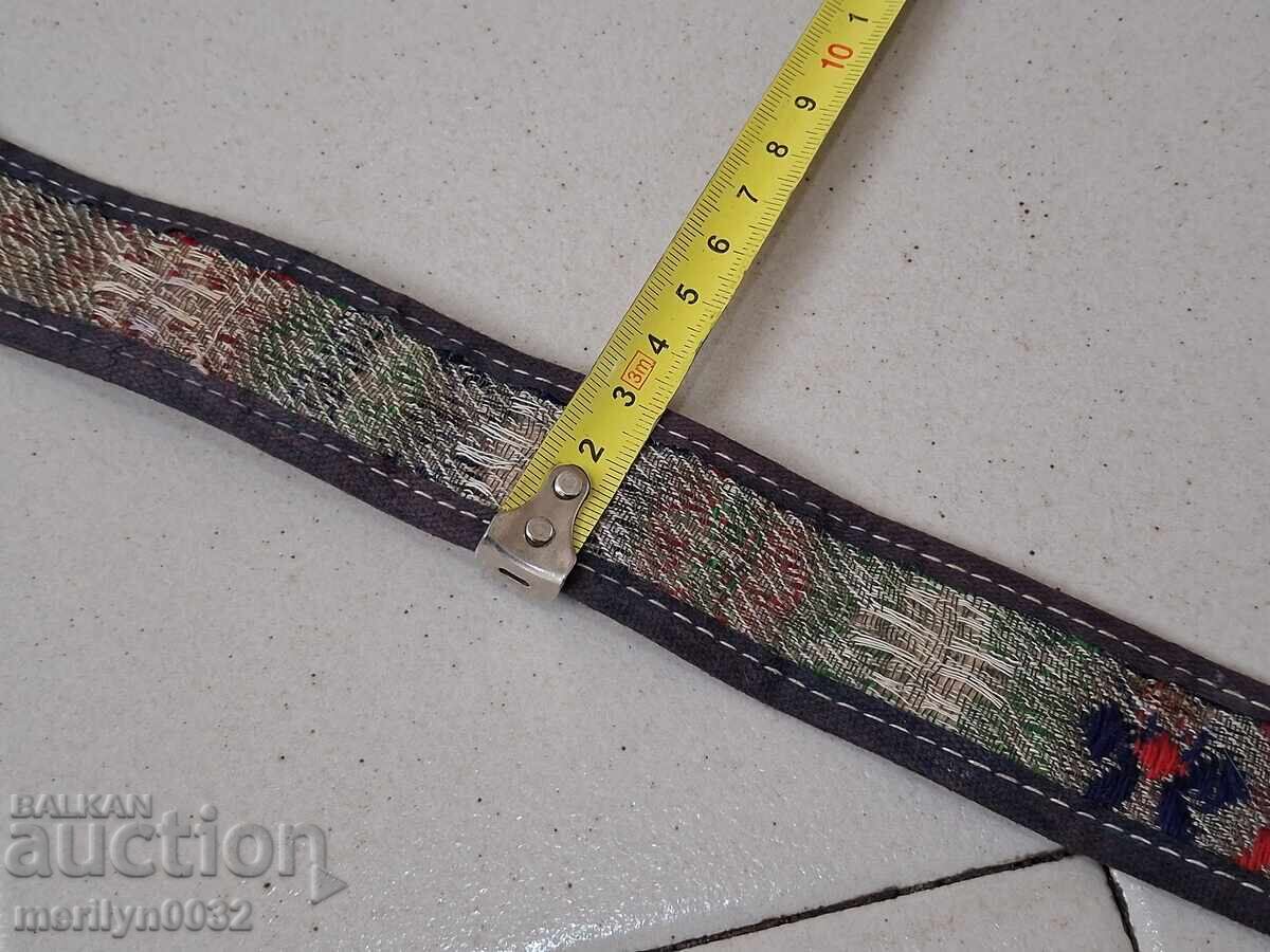 Delivery of Old hand-knitted leather belt for traditional costume buckles
