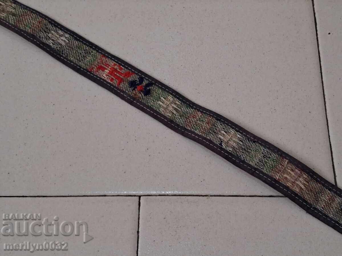 Old hand-knitted leather belt for traditional costume buckles - 7