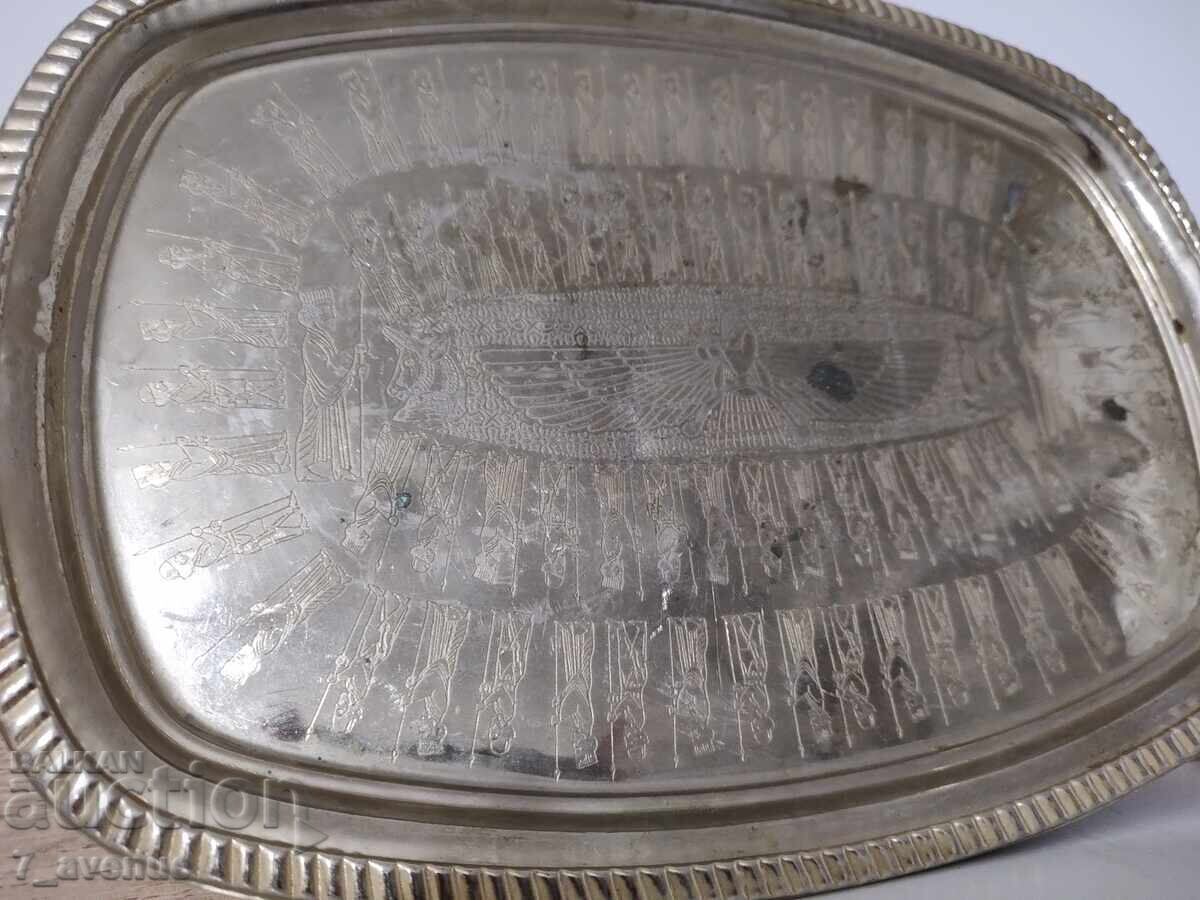 Delivery of Tray with Egyptian motifs, pharaohs, old, used 9.11..25