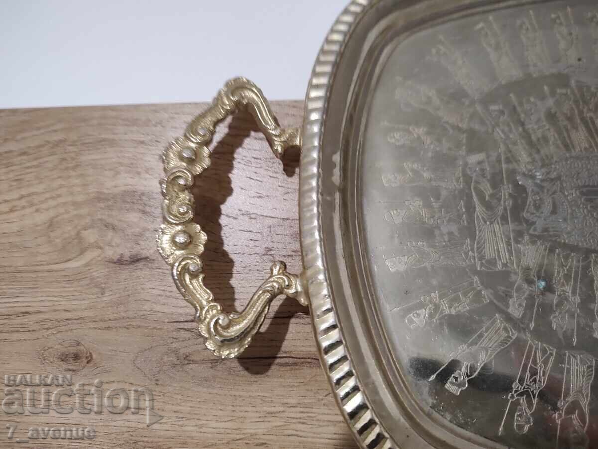 Tray with Egyptian motifs, pharaohs, old, used 9.11..25 - 5