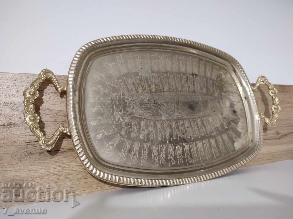Tray with Egyptian motifs, pharaohs, old, used 9.11..25