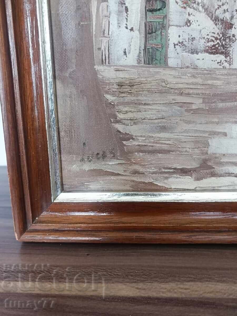 Аукцион Уникална дърта релефна картина маслени бои платно Аукцион Уникална дърта релефна картина маслени бои платно