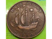 1/2 πένες 1950 Ηνωμένο Βασίλειο Γεώργιος VI χαλκός