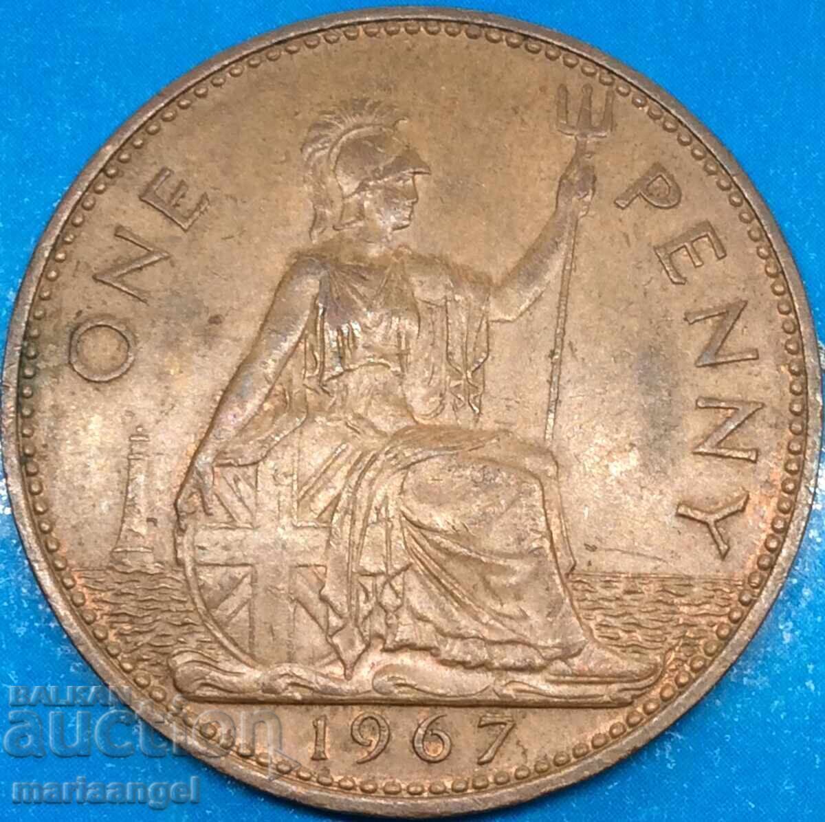 Великобритания 1 пени 1967 30мм бронз