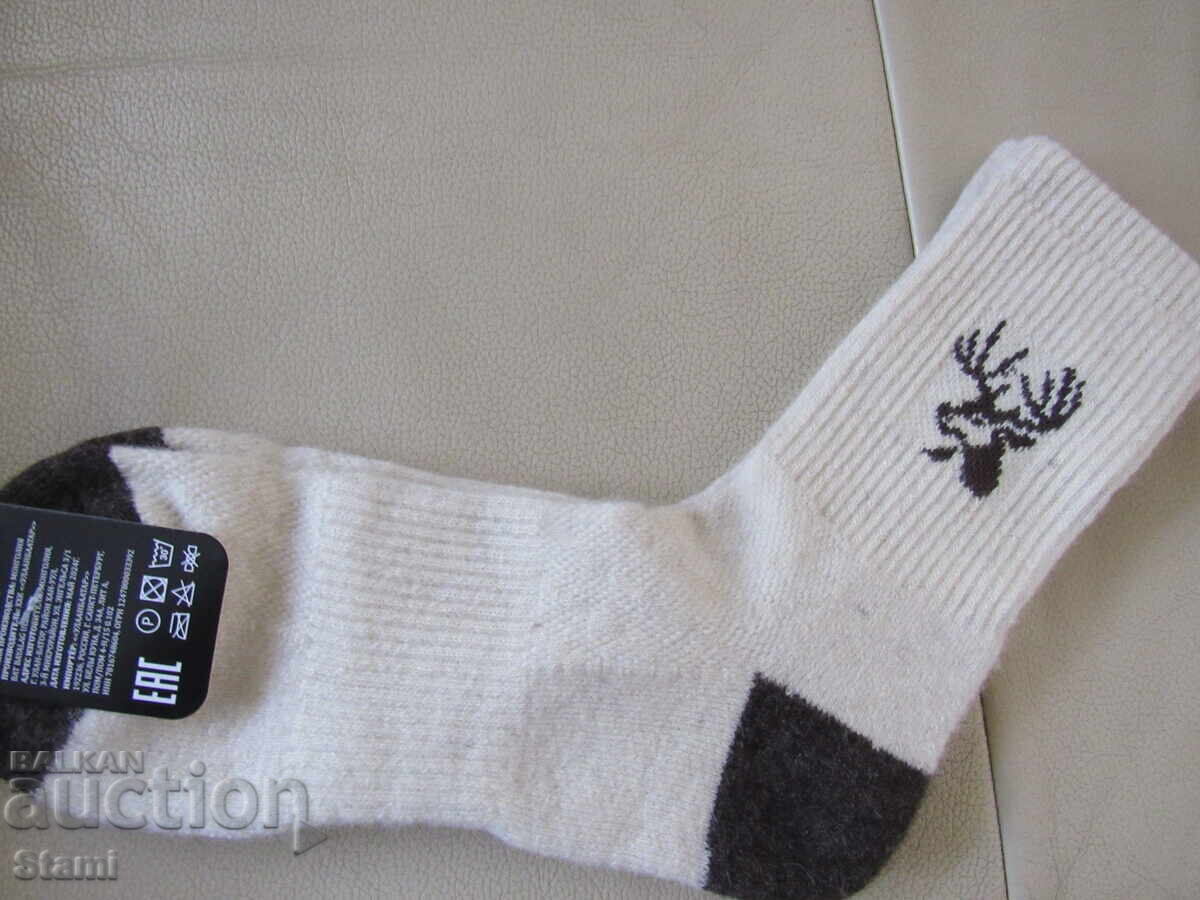 Machine-knitted socks from organic 100% wool, size 40-42