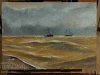 Oil painting - Marinism, seascape - Ships after Aivazovsky