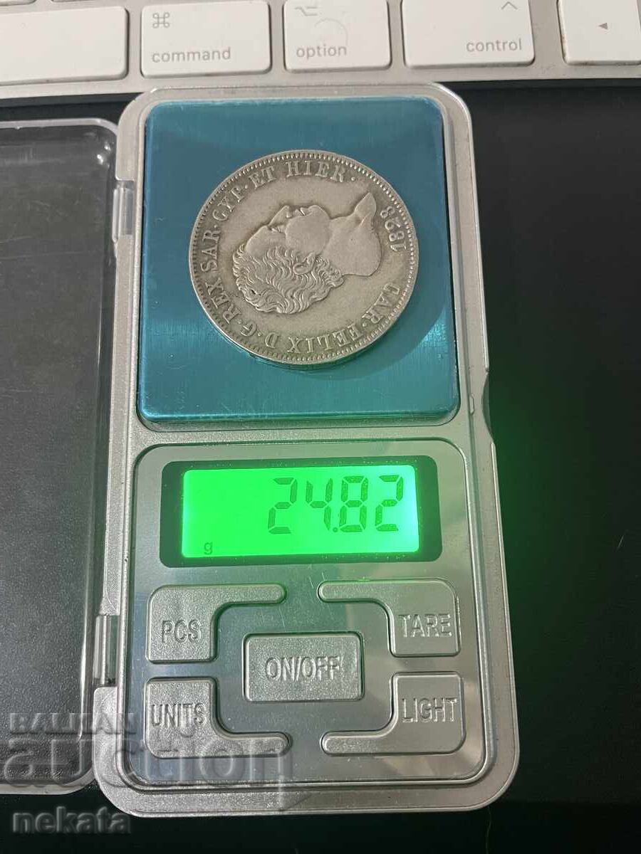 Доставка на Кралство Сардиния, 5 лири 1828 г.