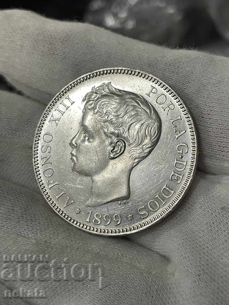 Ισπανία, 5 πεσέτες 1899 μ.Χ με τιμή 260.00 BGN | € 132.94 Ισπανία, 5 πεσέτες 1899 μ.Χ με τιμή 260.00 BGN | € 132.94