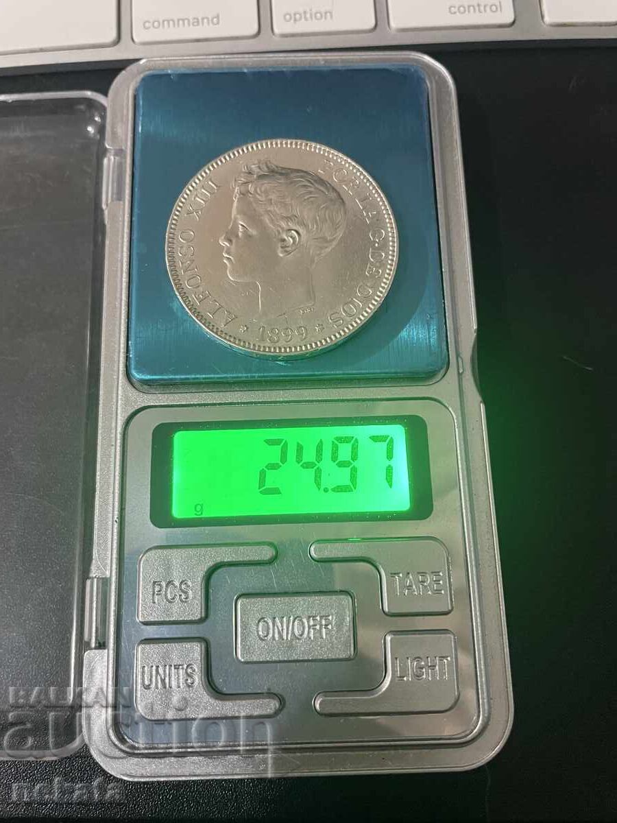 Ισπανία, 5 πεσέτες 1899 μ.Χ - 6 Ισπανία, 5 πεσέτες 1899 μ.Χ - 6