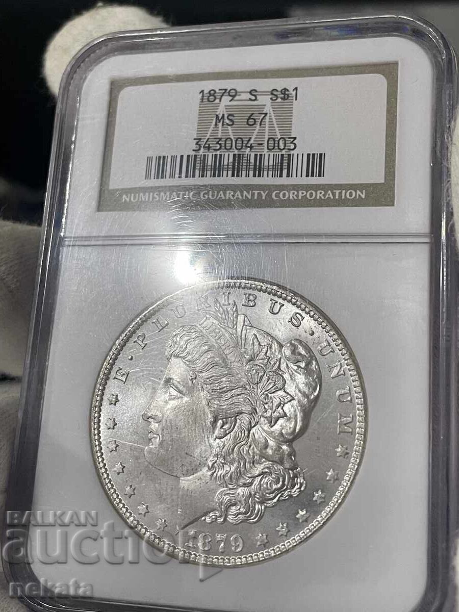 САЩ, Морган долар г. 1879 S MS67 NGC с цена 1700.00 лв. | € 869.20